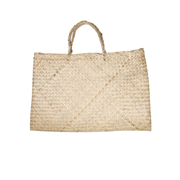 Vintage Handbags - Vintage Straw Woven Tote Bag Boho Cottagecore Coastal Beach Resort Tan Artisan